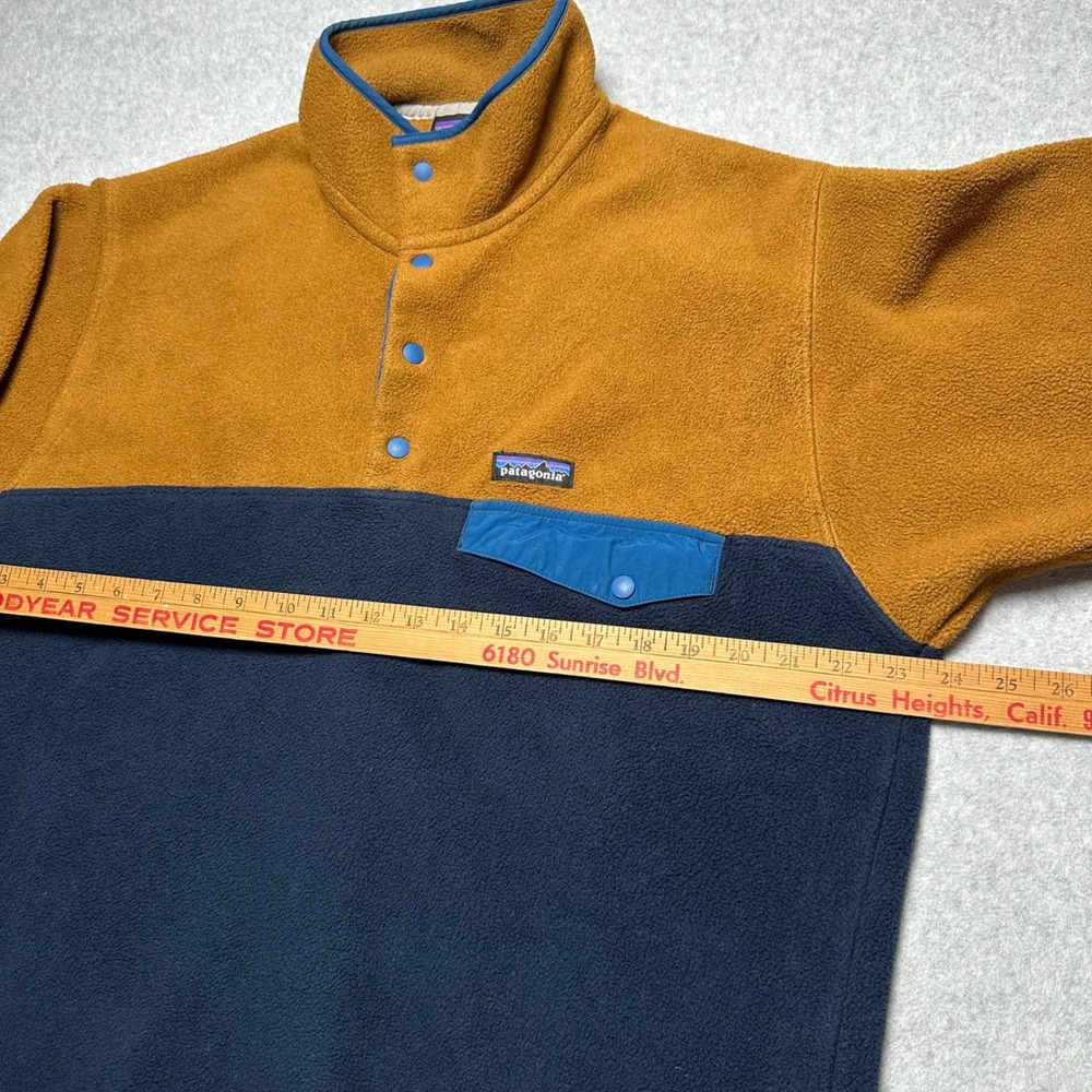 Patagonia Synchilla Snap-T Fleece Pullover Mens Medium Yellow Navy Blue - Picture 7 of 8